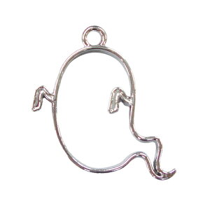 (kara21s)【お取り寄せ商品 10個セット販売】 レジン フレーム( ミール皿 ・ セッティング台 ) お化け シルバー チャーム 土台 ハロウィン