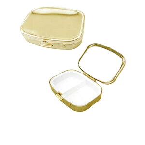 (★YDPE-0318)【高品質 1個販売】45×57mm ピルケース 土台 四角 2色展開 ゴールド/シルバー 副資材 UV LED レジン 樹脂 粘土 七宝などの土台に ハンドメイド 素材 材料 四角い 無地 薬入れ 鏡なし