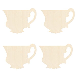 【ウッドベース】 (bc00028) ティーカップ ヴィクトリアンシェイプ 4枚セット ウッドパーツ セット デコパージュ トールペイント 木 土台 無塗装 白木 素材 カントリー クラフト 工作 木工 造形