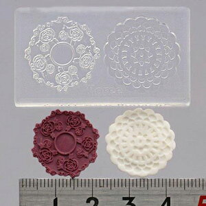 (sn144)シリコンモールド レース 2デザインセット ドイリー サークルプレート ミニチュア コースター レジンや樹脂粘土での作成に