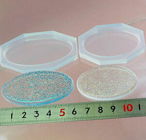 (sn845)シリコンモールド オーバルプレート Sサイズ 楕円 60mm×30mm / 50mm×30mm(2枚組)楕円形 板 ネームプレート 土台 樹脂粘土での作製に K レジン