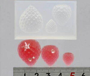 (sn404) シリコンモールド イチゴ 苺 フルーツ モチーフ 片面 3サイズ いちご ミニチュア スイーツ 食玩 レジン 樹脂粘土でのフェイクフード作りに