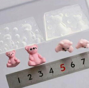 (sn064) シリコンモールド 立体テディ 2サイズ  テディベア ベア クマ くま 熊 立体 動物 小熊 モールド UV レジン 樹脂 粘土 などに