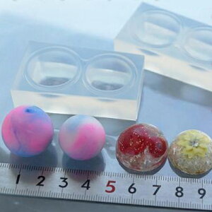 (sn525)シリコンモールド 球体 Lサイズ:24・22mm ボール 半球 ドーム 立体 3D ドロップ ビー玉 シャボン玉 レジンや樹脂粘土での作成に