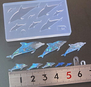 (sn106) シリコンモールド ドルフィン イルカ Bタイプ カン付き 8サイズ マリンモチーフ 海の生き物 いるか 海 夏 動物 アニマル
