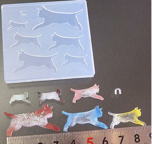 (sn026) シリコンモールド ウォーキングキャット シルエット カン付き 6サイズ ネコ 猫 ねこ キャット 動物  アクセサリー ペンダントトップ キーホルダー ネックレス ペン