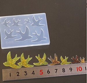 (sn336) シリコンモールド ウィングバード 幸福のツバメ シルエット 7サイズ つばめ ツバメ 鳥 動物 童話  アクセサリー ブローチ キーホルダー ネックレス ペンダント パーツ