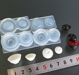 (S705)シリコンモールド　キッチン雑貨　どんぶり　食器　M・Sサイズ　3D　立体 ミニチュア食器 食玩 レジンや樹脂粘土でのフェイクフード作りに