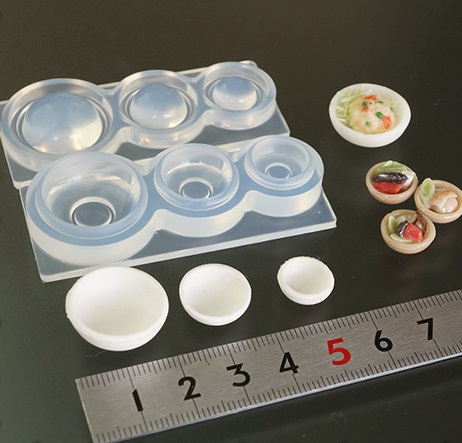 (S707)シリコンモールド　キッチン雑貨　小鉢　食器　器　お皿　3D　立体　3サイズ ミニチュア食器 食玩 レジンや樹脂粘土でのフェイクフード作りに  | YOU　楽天市場店