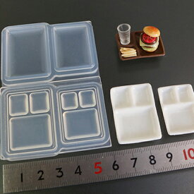 (S725)シリコンモールド　キッチン雑貨　ランチプレート　スクエア　カフェスタイル　食器　お皿　3D　立体　2サイズ レジン 樹脂粘土