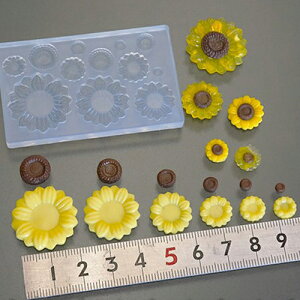 (sn376) シリコンモールド ひまわり 向日葵 ヒマワリ サンフラワー 6サイズ 夏 花 ミニチュア ガーデン 植物 レジン 樹脂粘土 での作成に クレイ 自然 ボタニカル ナチュラル 植物