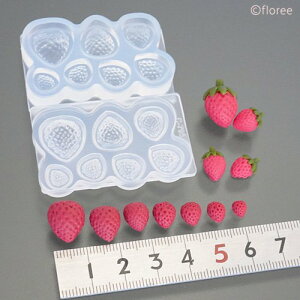 (sn597) シリコンモールド ミニ丸いちご両面型 飾りフルーツ(小) ミニチュア レジン 樹脂 粘土 でのフェイクフード作りに いちご イチゴ 苺 ストロベリー 果物 フルーツ ベリー