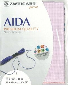 (kaz18-443)ツバイガルト 18カウント 色番号443 ファインアイーダ プリカット 刺繍布 刺しゅう布 ししゅう 生地 ドイツ製 ヨーロッパ製 刺繍用生地 ZWEIGART zweigart ピンク ピンク系