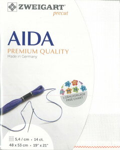 (kaz14-100)ツバイガルト 14カウント 色番号100 シュテルンアイーダ プリカット 刺繍布 刺しゅう布 ししゅう 生地 ドイツ製 ヨーロッパ製 刺繍用生地 ZWEIGART zweigart 白系 ホワイト系