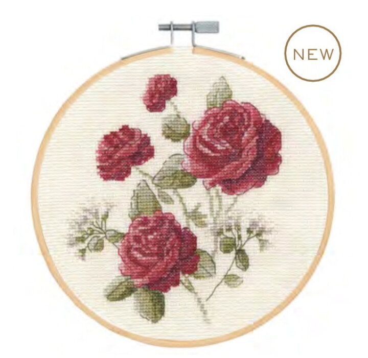楽天市場 Dmc1935 お取り寄せ商品 刺繍キット Roses 刺繍枠付き バラ Dmc セット 手芸 初心者 練習 基本ステッチ エンブロイダリー クロスステッチ 図案印刷 刺繍針 刺繍布 刺繍糸 図案 オシャレ フランス ヨーロッパ フランス 花 薔薇 ばら Vintage Flowers