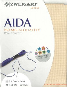 (kaz14-3130)ツバイガルト 14カウント 色番号3130 シュテルンアイーダ プリカット 刺繍布 刺しゅう布 ししゅう 生地 ドイツ製 ヨーロッパ製 刺繍用生地 ZWEIGART zweigart ベージュ系