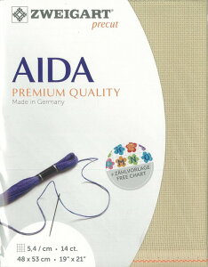 (kaz14-3740)ツバイガルト 14カウント 色番号3740 シュテルンアイーダ プリカット 刺繍布 刺しゅう布 ししゅう 生地 ドイツ製 ヨーロッパ製 刺繍用生地 ZWEIGART zweigart ベージュ系