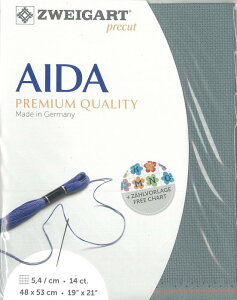(kaz14-594)ツバイガルト 14カウント 色番号594 シュテルンアイーダ プリカット 刺繍布 刺しゅう布 ししゅう 生地 ドイツ製 ヨーロッパ製 刺繍用生地 ZWEIGART zweigart グリーン系 緑系