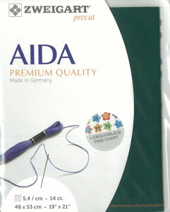 (kaz14-647)ツバイガルト 14カウント 色番号647 シュテルンアイーダ プリカット 刺繍布 刺しゅう布 ししゅう 生地 ドイツ製 ヨーロッパ製 刺繍用生地 ZWEIGART zweigart グリーン系 緑系