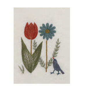 (dmc42)【お取り寄せ商品】マカベアリス 刺繍カレンダー 春の道草 4月 DMC セット 手芸 初心者 練習 基本ステッチ エンブロイダリー クロスステッチ 図案印刷 刺繍針 刺繍布 刺繍糸 図案 オシ