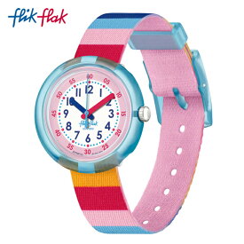 【公式ストア】Flik Flak フリックフラック STRIPY PINK ストライプ・ピンク FPNP113Swatch(スウォッチ) Story Time(ストーリー・タイム) 【送料無料】(素材)ベルト：再生PET ケース：バイオ由来プラスチックキッズ ガールズ 腕時計 人気 定番 プレゼント