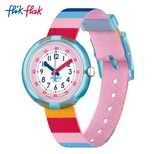 【公式】Flik Flak フリックフラック STRIPY PINK ストライプ・ピンク FPNP113 Swatch(スウォッチ) キッズ 腕時計 女の子 かわいい ピンク アナログ クオーツ 3気圧防水