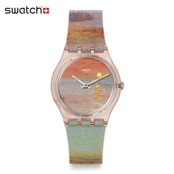 【スーパーSALEP10倍！抽選で最大100％Pバック】【公式】Swatch スウォッチ TURNER'S SCARLET SUNSET ターナーズ・スカーレット・サンセット SO28Z700   美術館  メンズ レディース 腕時計 クオーツ アナログ 3気圧防水 ピンク スイスブランド おしゃれ ギフト