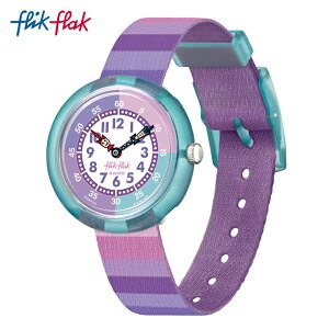 【公式】Flik Flak フリックフラック STRIPY PURPLE ストライピー・パープル FBNP225 Swatch(スウォッチ) キッズ 腕時計 女の子 かわいい パープル アナログ クオーツ 3気圧防水