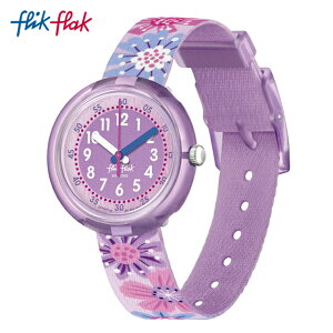 【公式】Flik Flak フリックフラック FLOWER CHAOS フラワー・カオス FPNP149 Swatch(スウォッチ) キッズ 腕時計 女の子 かわいい パープル アナログ クオーツ 3気圧防水