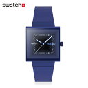 【スーパーSALEP10倍！抽選で最大100％Pバック】【公式】Swatch スウォッチ SQUARELY BLACKLIGHT スクエアリー・ブラックライト SO34N700 メンズ レディース 腕時計 クオーツ アナログ 2気圧防水 ブルー 大きめ スイスブランド おしゃれ ギフト プレゼント