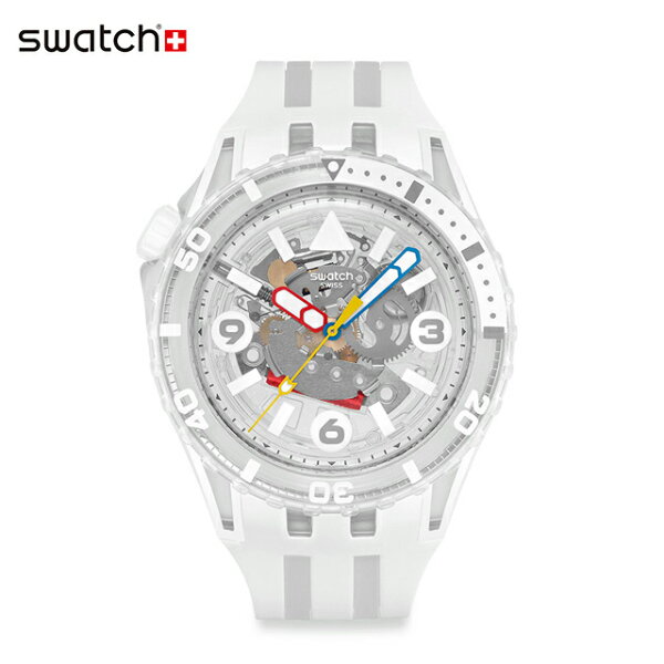 【スーパーSALEP10倍！抽選で最大100％Pバック】【公式】Swatch スウォッチ SCUBAQUA AURELIA AURITA オウレリア オウリタ SSCU09K100   メンズ 腕時計 クオーツ アナログ 10気圧防水 ホワイト 大きめ scubaqua スクーバ スケルトン スイスブランド おしゃれ ギフト