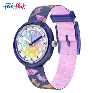 【公式】Flik Flak フリックフラック RAINBOW CRAYONS レインボー・クレヨン FPNP173 Swatch(スウォッチ) キッズ 腕時計 女の子 かわいい パープル アナログ クオーツ 3気圧防水