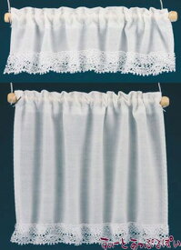 ミニチュア 米国製 バーバラさんのカーテン コテージカーテン 2サイズセット ホワイト BB50402 ミニチュアハウス ドールハウス 用