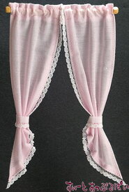 ミニチュア 米国製 バーバラさんのカーテン デミカーテン ピンク BB52114 ミニチュアハウス ドールハウス 用