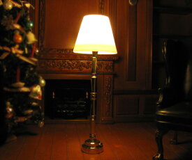 ミニチュア 3V電池式LED照明 金のフロアスタンド HKL-FL-301 ドールハウス用