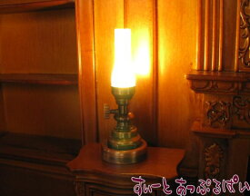 ミニチュア 3V電池式LED照明 ハリケーンランプ ブロンズ フロストシェード HKL-TL-025A ドールハウス用