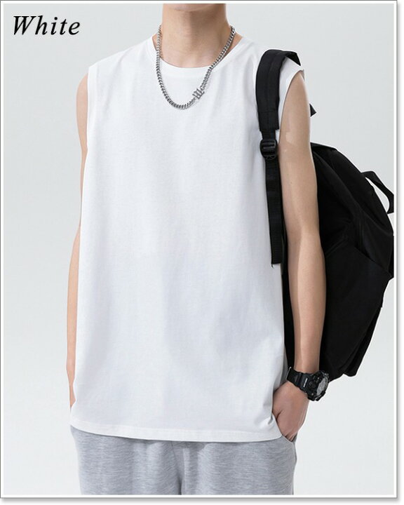 楽天市場 タンクトップ メンズ ノースリーブ 春 夏 カットソー Tシャツ 袖なし 大きいサイズ おしゃれ 綿 白 黒 ホワイト ブラック コットン ドライ スポーツ トレーニング Sweet Bell Inc