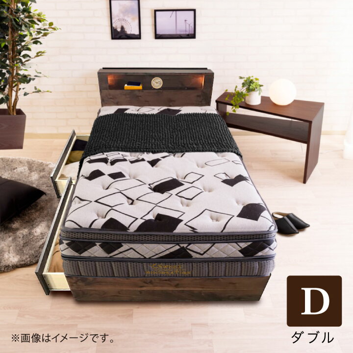 楽天市場】【送料無料】ダブルベッド フレーム スリング 引き出し付き 