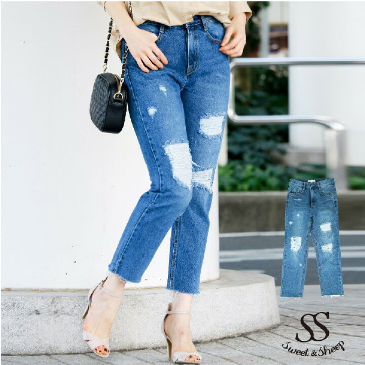 楽天市場】デニム パンツ ボトムス ボーイフレンド カットオフ  