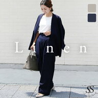 セットアップ スーツ レディース 春夏 パンツスーツ リネンセット ノーカラースーツ 麻 リネン レーヨン …