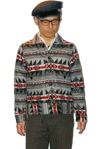 Dapper's (�_�b�p�[�Y)�@�u�����P�b�g�W���P�b�g�@1366�@Native Pattern Blanket A-1 Style Jacket�@���C�g�O���[/�u���b�N