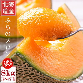 訳あり ふらのメロン 北海道富良野産　赤肉メロン8kg 3玉から8玉入り 送料無料 お中元ギフト 日時指定不可 別途送料が発生する地域あり