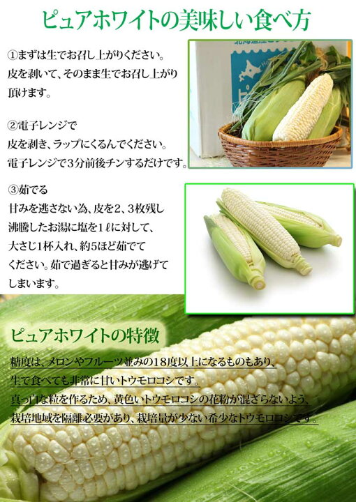 楽天市場】生で食べれる 白いとうもろこし 北海道富良野産 ピュア 