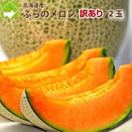 北海道富良野産　赤肉メロン　訳あり　2玉入り　【送料無料】