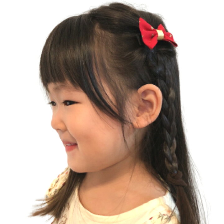 楽天市場】【 ベビー ヘアクリップ 】 ゴールド スター 柄 リボン 3.5  