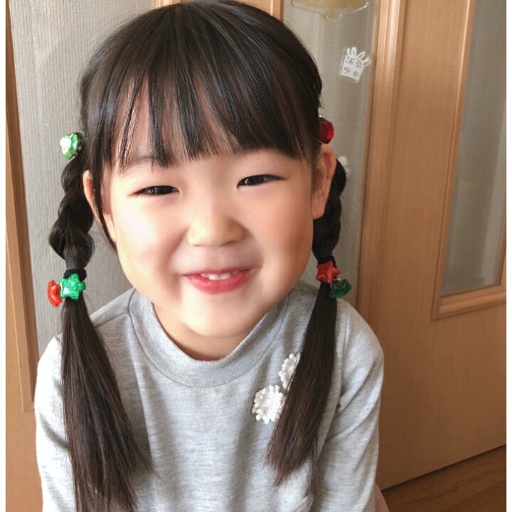 楽天市場】【 ヘアゴム キッズ 】クリスマスカラー キラキラ ハート 