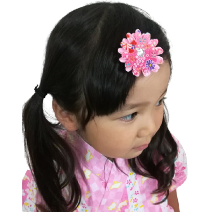 楽天市場】【 ベビー ヘアクリップ 】和柄 ちりめん フラワー 3.5cm 
