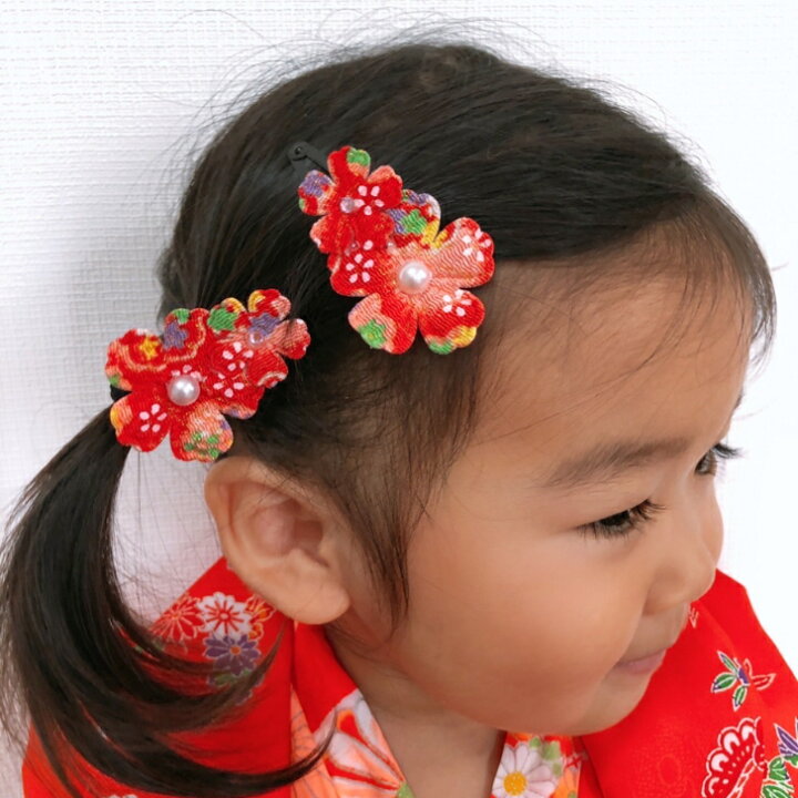 楽天市場】【 ヘアゴム キッズ 】【 浴衣 髪飾り 】和柄 重ね桜 
