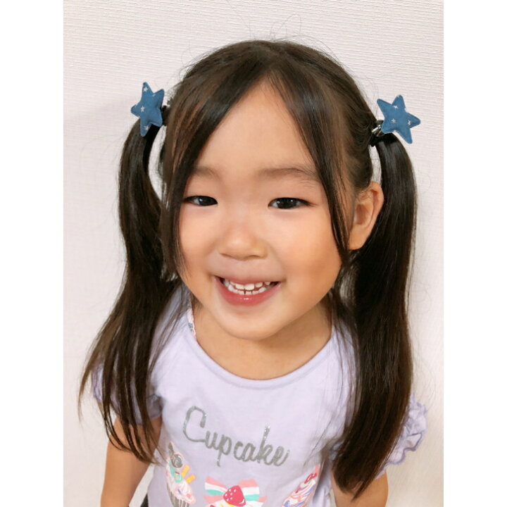 楽天市場】【 ヘアゴム キッズ 】シルバースター柄 デニム スター  