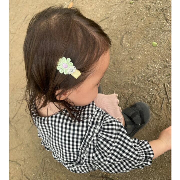 楽天市場】【 ベビー ヘアクリップ 】 レース 大小 2フラワー 3.5cm 